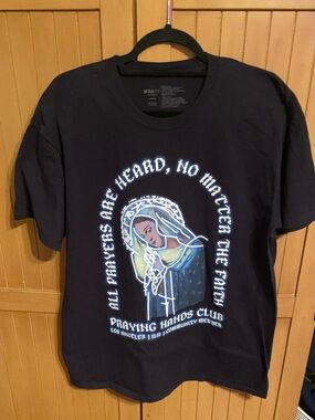 Black Graphic Tee Shirt“Praying Hands Club" limited community release/ Large